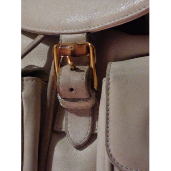 Gucci And Bamboo Handle White Leather Backpack - Picture 11 of 12